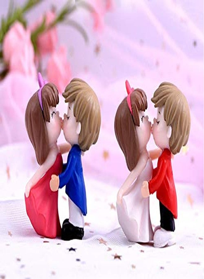 BHOOLU&GOOLU Resin Sweety Lovers Couple Kissing Style 14 Figurine Miniature Set - 4 pcs (Multicolor, Small) - Image 2